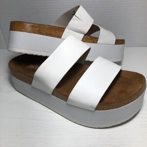 ASOS Two Straps Platform Slip On Sandals Women’s 4W USA 6 Cork White